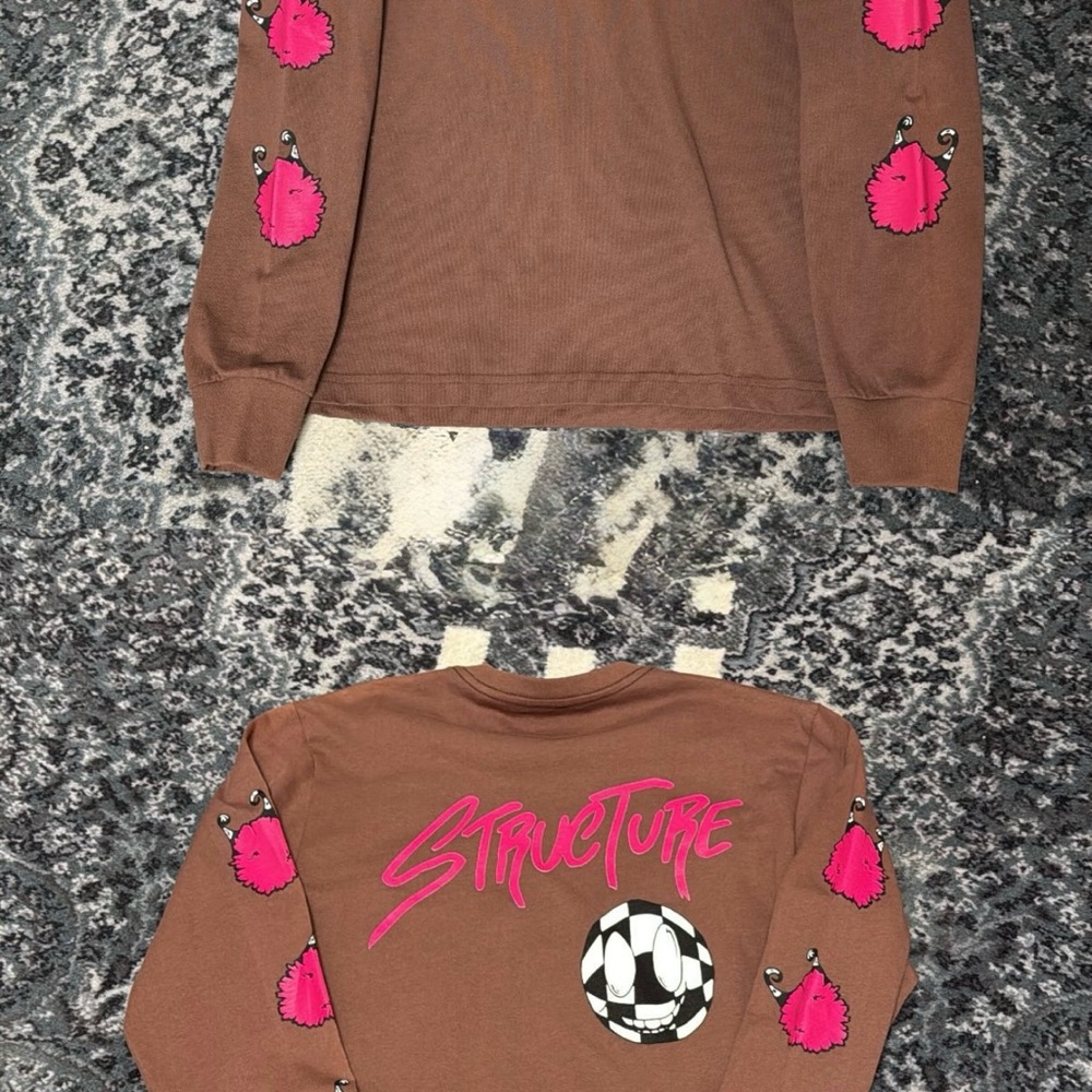Structure Kids Brown and Pink Graphic Long Sleeve Shirt